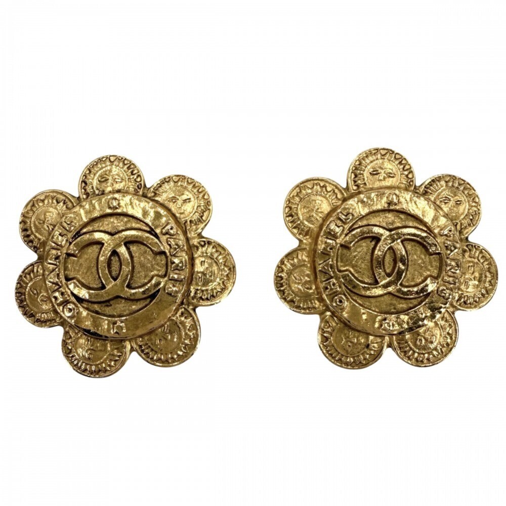 Chanel Earrings for Women, Flower Motif, Coco Mark, Vintage, CHANEL GP 2 8 Go...